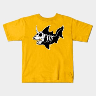 Dark Unicorn Shark Skeleton Kids T-Shirt